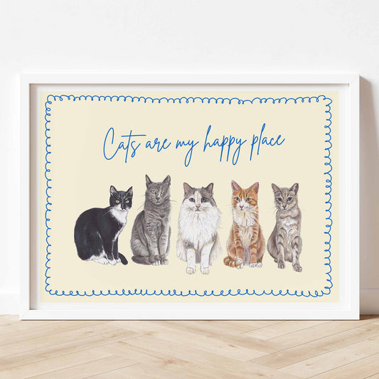 Cats Are My Happy Place Print