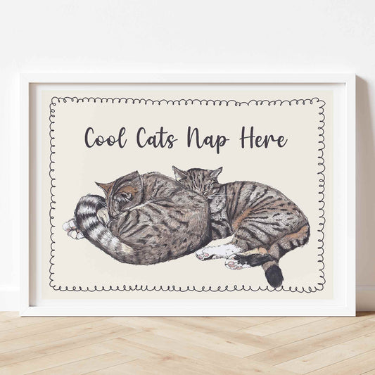 Cool Cats Nap Here Print